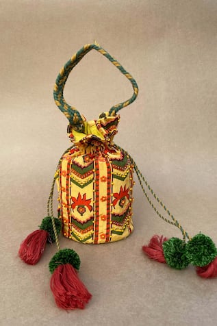 Baise Gaba- Accessories Embroidered Crepe Potli Bag