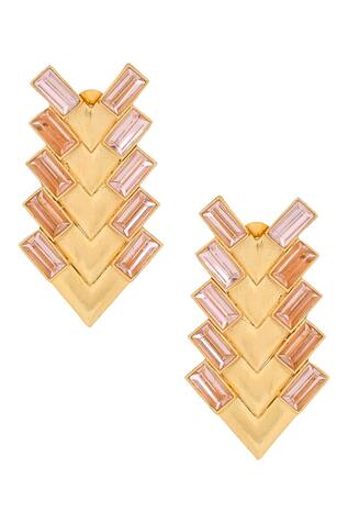 Zeeya Luxury Jewellery Embellished Geometric Motif Earrings
