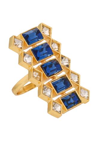Zeeya Luxury Jewellery Studded Geometric Motif Ring