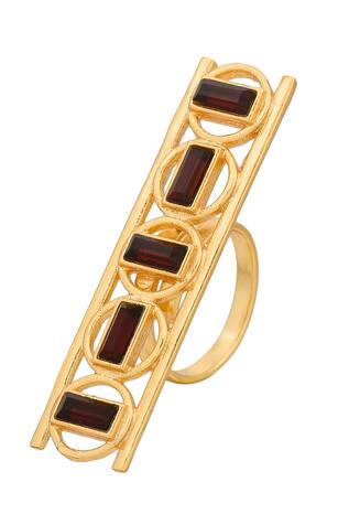 Zeeya Luxury Jewellery Geometric Motif Studded Ring