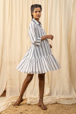 Label Reyya Chevron Stripe Print Dress