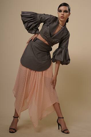 Nidzign Couture Layered Blazer & Skirt Set