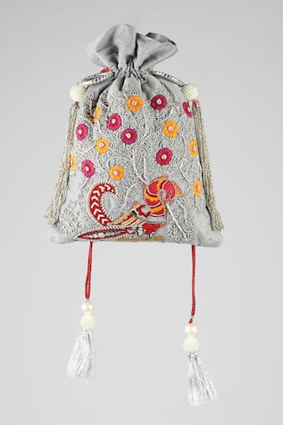 Clutch’D Silk Embroidered Potli Bag