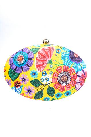 NR by Nidhi Rathi Floral Print Oval Clutch With Sling