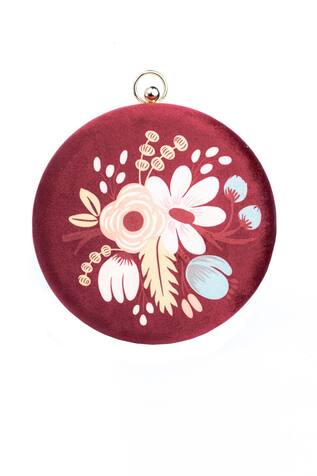 NR by Nidhi Rathi Embroidered Round Clutch With Sling