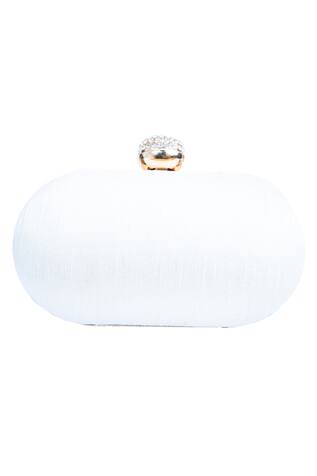 NR by Nidhi Rathi Aashna Raw Silk Embroidered Oval Clutch 