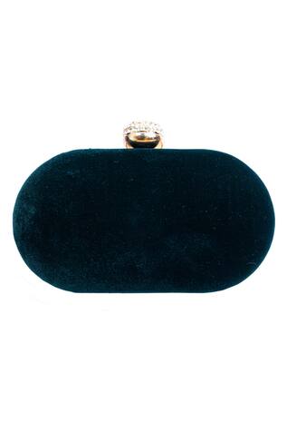 NR by Nidhi Rathi Cairo Velvet Embroidered Oval Clutch 