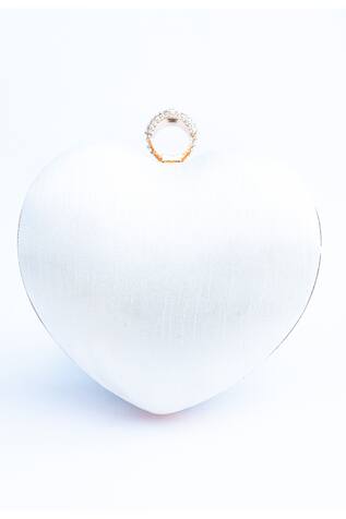 NR by Nidhi Rathi Heart-Shaped Pearl Work Clutch