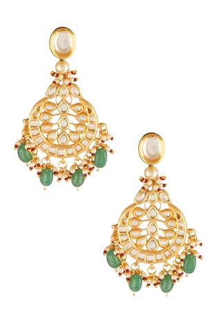 Chhavi's Jewels Kundan Stone Chandbali Earrings