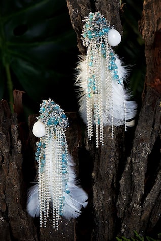 D'oro Morning Glory Feather Danglers