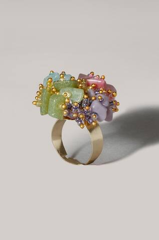 D'oro Hawthorn Cluster Bead Ring