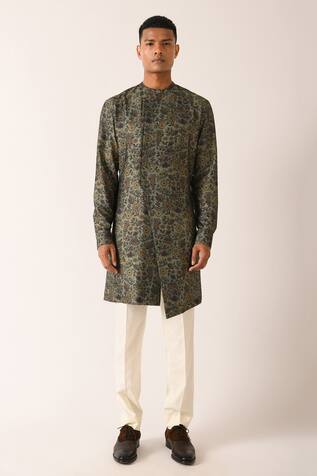 Dhruv Vaish Cotton Silk Printed Kurta Set