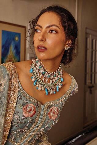 Anayah Jewellery Kundan Stone Drop Choker