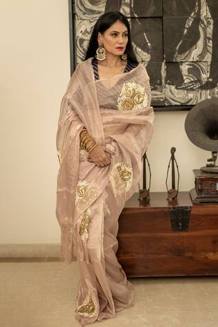Ruar India Rose Embroidered Saree With Blouse
