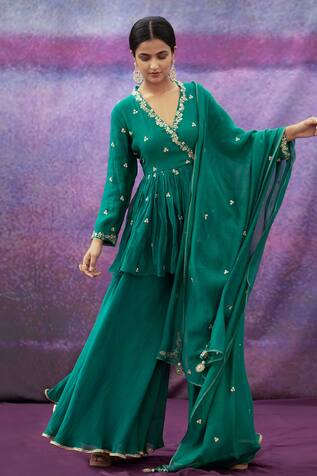 Deepthee Embroidered Anarkali Sharara Set