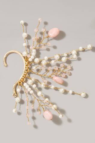 D'oro Plumeria Pearl Bead Earcuff (Single Pc)