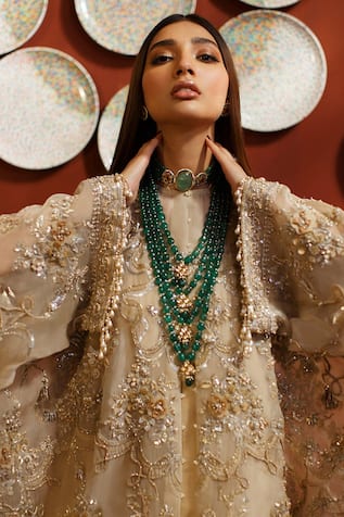 Anayah Jewellery Beaded Multi-Layered Kundan Necklace
