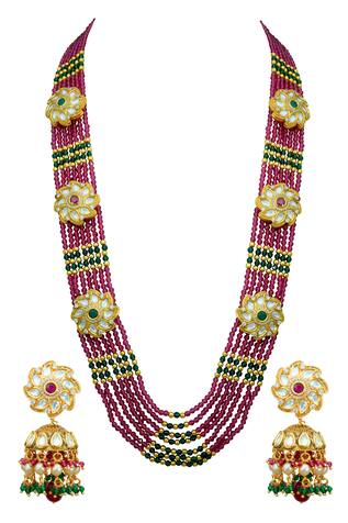 Ekathva Jaipur Beaded Layered Kundan Necklace Set