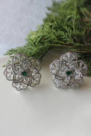Nayaab by Sonia Stone Studded Floral Earrings
