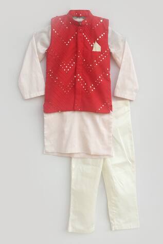 Fayon Kids Embroidered Bundi & Kurta Set