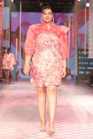 Pankaj & Nidhi Flora Sheer Ruffle Shirt