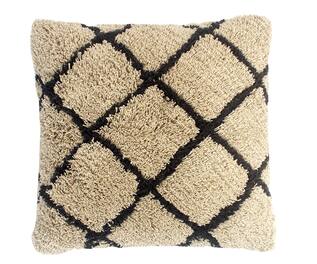 Gharghar Comose Checkered Embroidered Cushion Cover