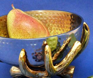 Assemblage Hammered Bowl with Twig Stand