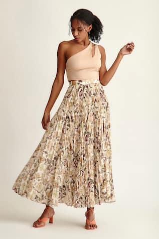 Pankaj & Nidhi Heather Chiffon Pleated Skirt
