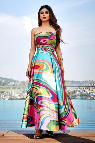 Siddhartha Bansal Embroidered Bandeau Gown