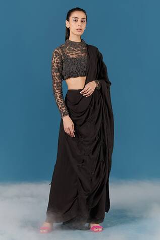 Ilk Smocked Pre-Draped Saree