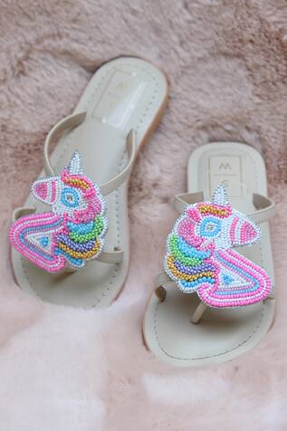 Sandalwali Unicorn Embroidered Sandals