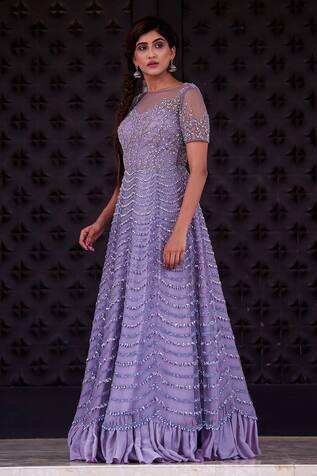 Irrau by Samir Mantri Silk Embroidered Gown