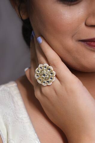 Ishhaara Floral Shape Kundan Ring