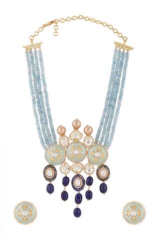 Joules by Radhika Meenakari Pendant Necklace Set