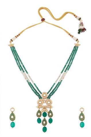 Joules by Radhika Meenakari Drop Pendant Necklace Set