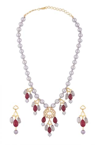 Joules by Radhika Pearl Studded Necklace Set