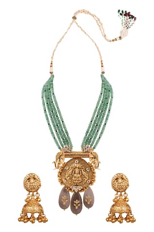 Joules by Radhika Beaded Temple Pendant Necklace Set