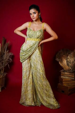 K&A By Karishma and Ashita Animal Print Draped Jumpsuit