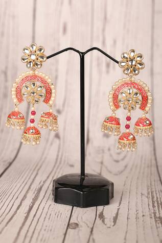 Khwaab by Sanjana Lakhani Meenakari Multi Jhumki Drop Earrings