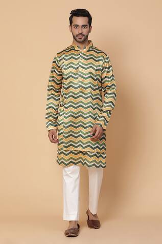 Kudrat Couture Chevron Print Kurta