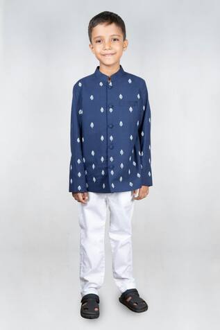 Little Brats Floral Embroidered Jacket & Pant Set