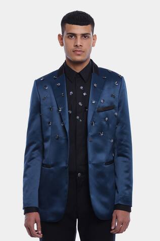 Genes Lecoanet Hemant Hans Satin Embellished Blazer