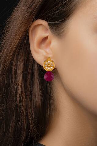 Neeta Boochra Stone Floral Top Earrings