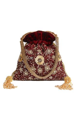 The Pink Potli Pixie Dust Velvet Embroidered Potli