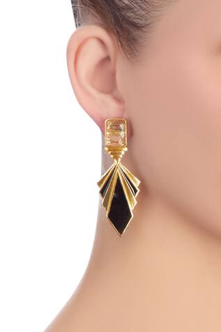 Masaya Jewellery Black & gold layered earrings