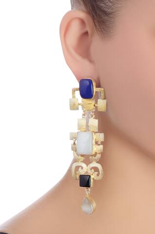Masaya Jewellery Gold earrings with stones     
