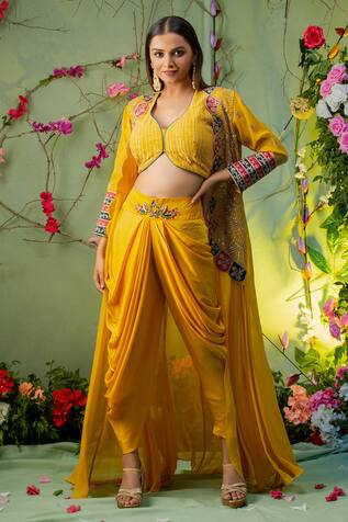 yellow dhoti dress