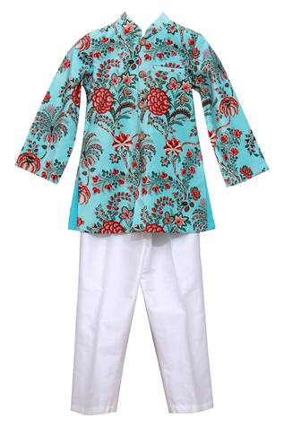 Minime Organics Floral Print Sherwani Set