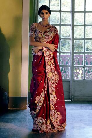 Mishru Organza Embroidered Saree with Blouse