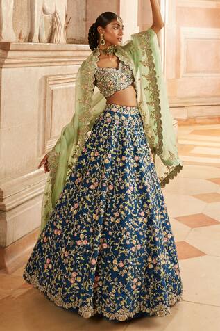 Mrunalini Rao Floral Embroidered Lehenga Set